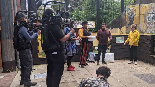 Josh Widdicombe, Alex Brooker, Guz Khan and Desiree Burch being filmed at London Zoo for Ch4 One Night In