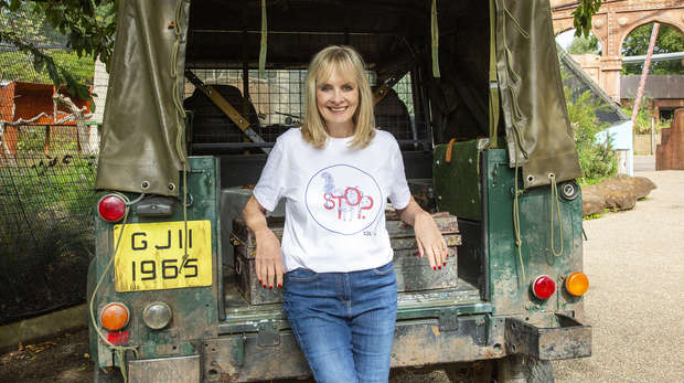 Dame Twiggy Lawson models the t-shirt she designed for ZSL