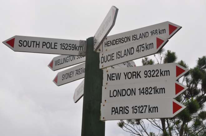 Signpost on Pitcairn Island