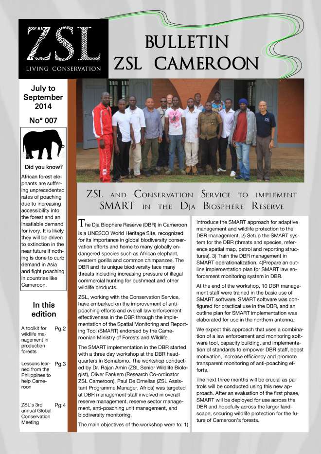 ZSL CAMEROON Bulletin front page