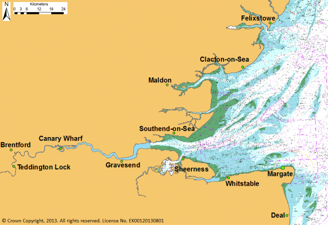 Map of the Greater Thames Estuary