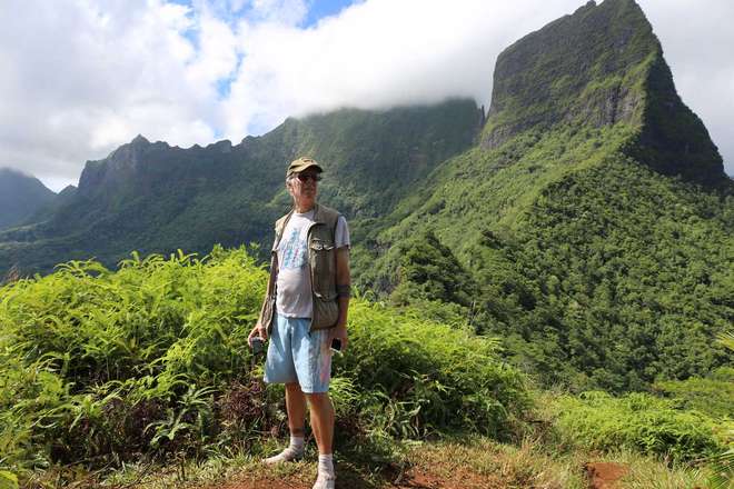 Dr Trevor Coote overlooking Moorea, Tahiti 