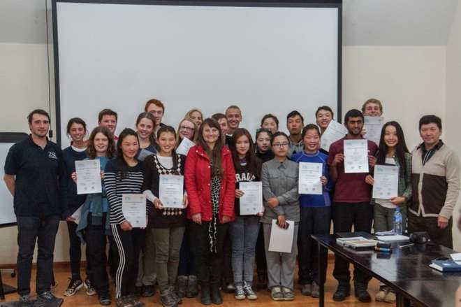 Catherine Ward presents certificates to the students on the ZSL Summer Field Course 2015