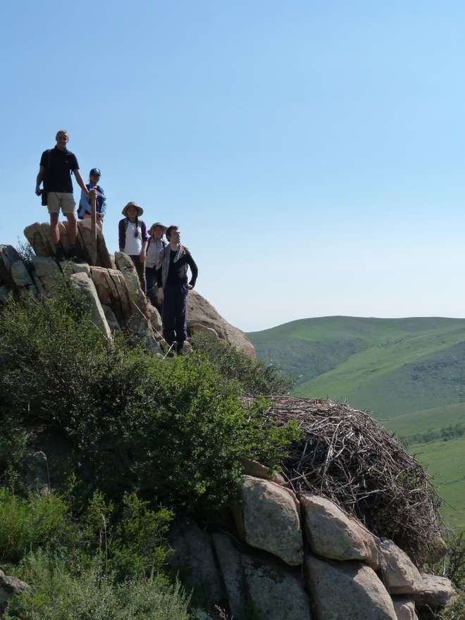 Students on a hilltop whilst out camera trapping on the ZSL Summer Field Course 2015