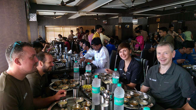 ZSL team enjoying a Gujurati Thali lunch 