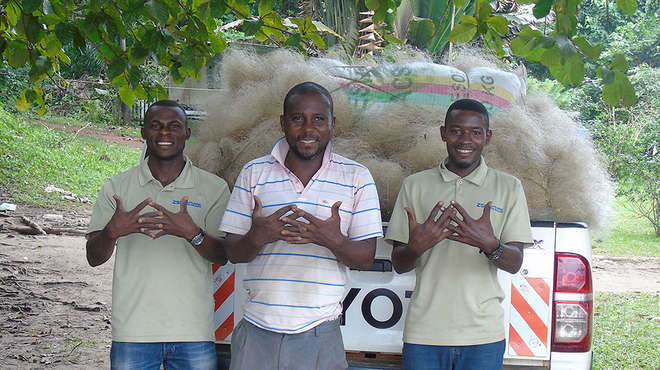 Net-Works team with a truck full of discarded nets collected from Cameroons shoreline
