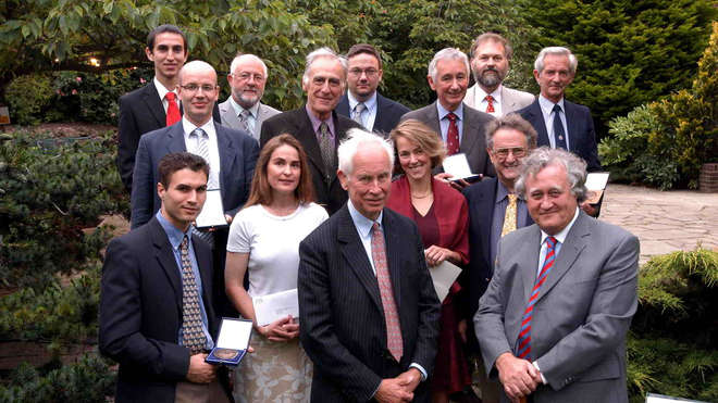 Patrick Bateson with the winners of the 2004 ZSL Annual Awards
