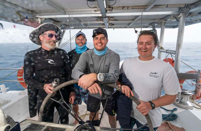 David Curnick and colleagues on-board their research vessel in the Indian Ocean