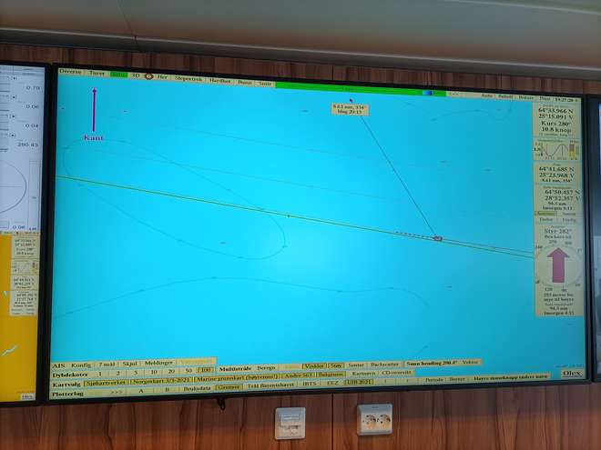 A computer generated map shows the position of the research vessel.