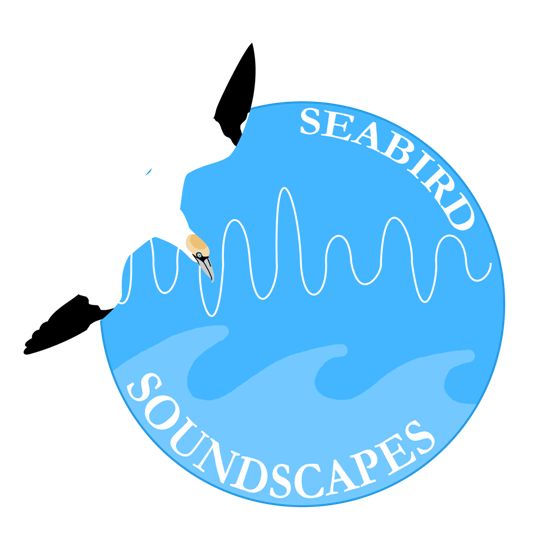 The Seabird Soundscapes project logo, a gannet and blue background.