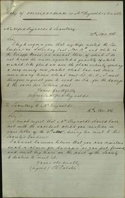 Handwritten complaint from Alfred Reynolds to ZSL Secretary Philip Lutley Sclater